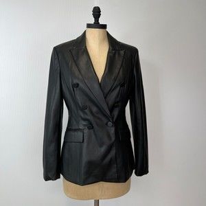 Truth Jacket Womens 8 Faux Leather Long Sleeve Lined Black Blazer Vegan Cruise +